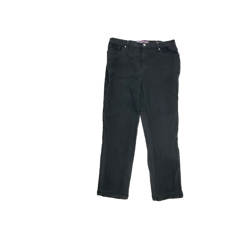 Gloria Vanderbilt Amanda Jeans Women 12P Black Straight Leg Denim High Rise